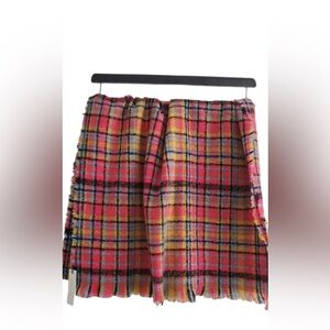 NEW Anthropologie Plaid Pink Soft Scarf Wrap